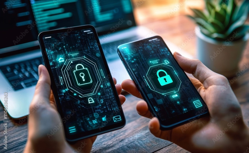 Poster enhance cyber security protection with advanced solutions for data safety and network defense