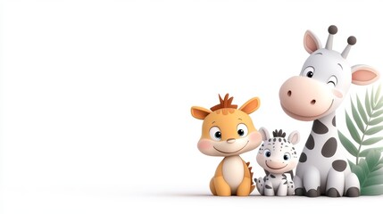 Obraz premium Cute Cartoon Wild Animals in Vector Style with Friendly Characters