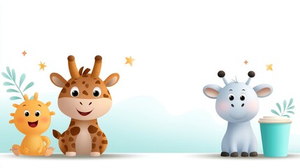 Adorable Cartoon Wild Animal Characters in Vector Style Illustration