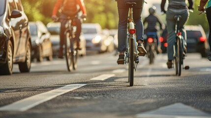 Fototapeta premium Commuting to Work: Whether by car, bike, or public transit, navigating through traffic and planning the day’s tasks to ensure a smooth, productive start at work. 