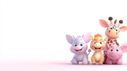 Obraz premium Cute Cartoon Wild Animals Characters in Vector Style Illustration