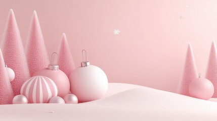 Pastel Pink Christmas Scene	