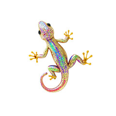 Vibrant Iridescent Gecko Isolated on White Background