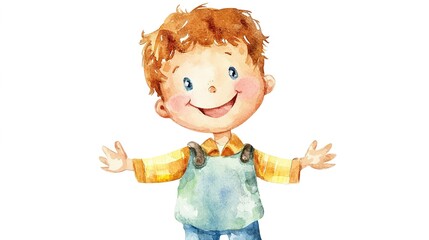 Adorable watercolor-style illustration of a playful puppy standing up, designed in vector format for children&rsquo;s books and storytelling projects, featuring a clean white background and vibrant artistic