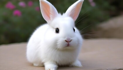 Obraz premium Adorable moments of white rabbits captured in charming animal portrait photography.