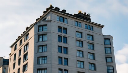Fototapeta premium Elegant Concrete Structure with Modern Glass Windows