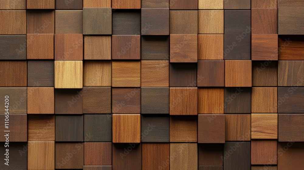 Poster explore the charm of a rustic background with square wood blocks, perfect for adding warmth to any s