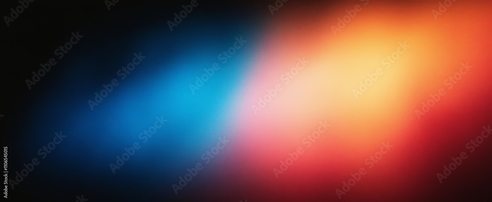 Poster abstract grainy background vibrant color wave gradient blue orange red texture design