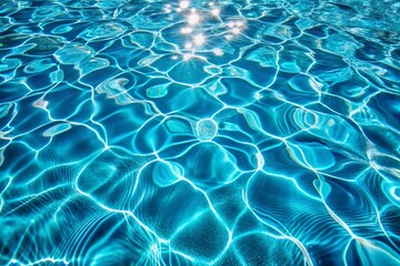 Obraz premium A Stunning Macro Photography of Swimming Pool Blue Texture from a Top View, Capturing the Intricate Patterns and Reflections of Water in Vibrant Shades of Blue and Turquoise