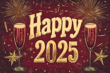 A Classic New Year's Eve A Retro-Inspired Design Happy new Year 2025