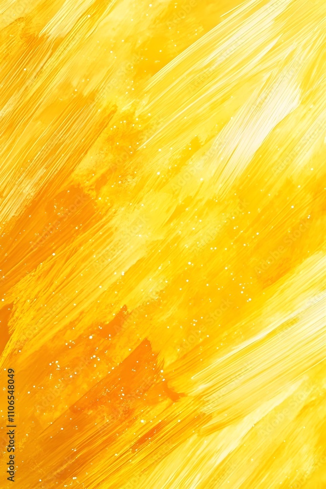 Canvas Prints dynamic yellow abstract brush strokes featuring glittering effects on a light background