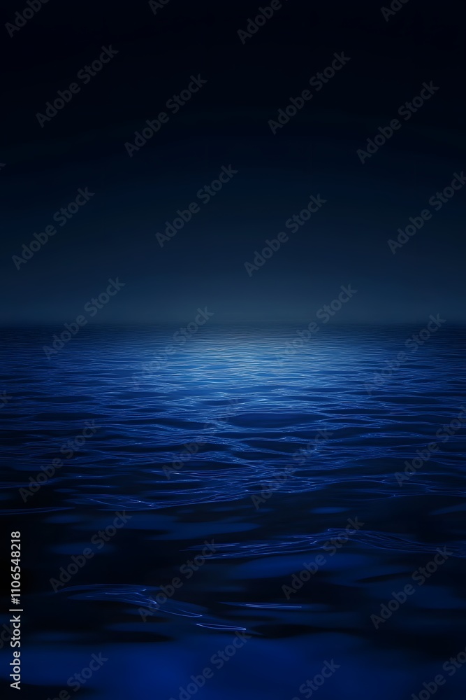 Canvas Prints minimalist dark blue gradient ocean with gentle waves and a subtle glow, ideal for a serene and abst
