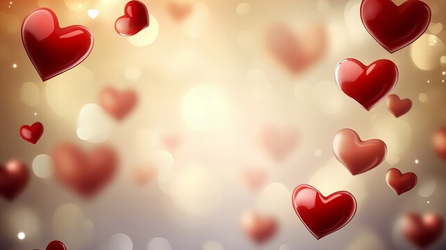 3D red and pink hearts scattered around a white center, creating a sweet and loving frame perfect for romantic messages or celebrations.  