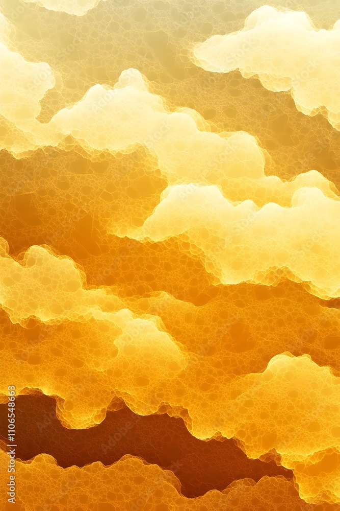 Wall mural bright golden cloud-like structures with a glowing honeycomb texture, creating a dreamy and soft abs