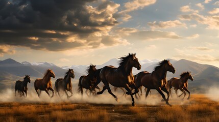 Fototapeta premium Wild Horses Running