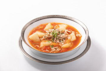 豚肉とじゃがいもの　トマトスープ