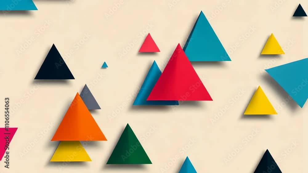 Poster Discover a modern triangle pattern with a vibrant palette and playful textures, perfect for your design needs.