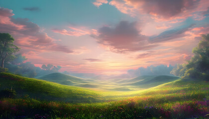 Fototapeta premium Sunset Landscape Background
