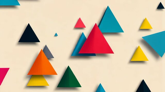 Discover a modern triangle pattern with a vibrant palette and playful textures, perfect for your design needs.