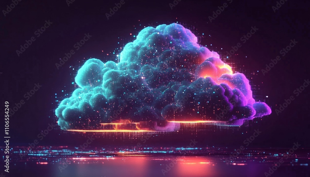 Aufkleber cloud computing technology network digital illustration abstract design