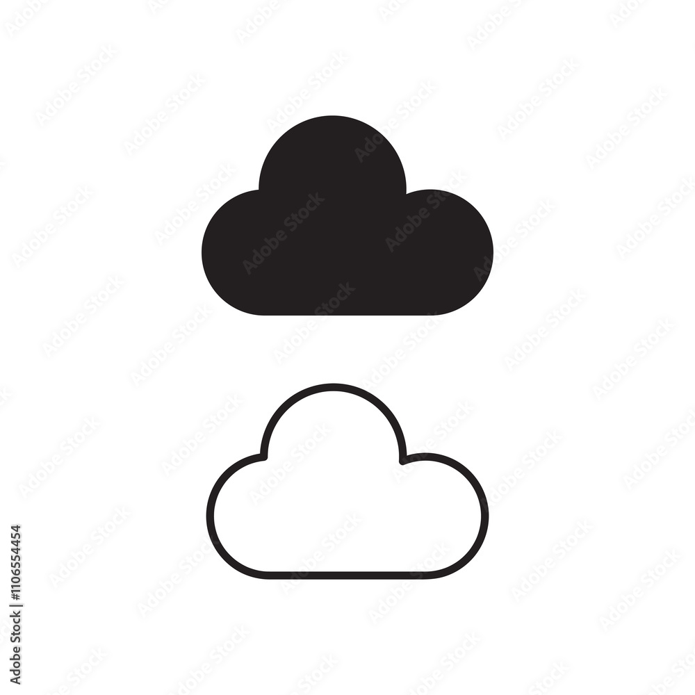Poster cloud line icon, vector forecast linear sign, weather filled sign illustration for web and app..eps