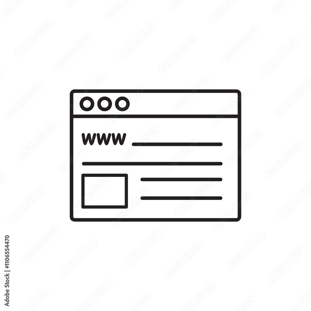 Poster browser line icon, vector flat black linear illustration for web and app..eps