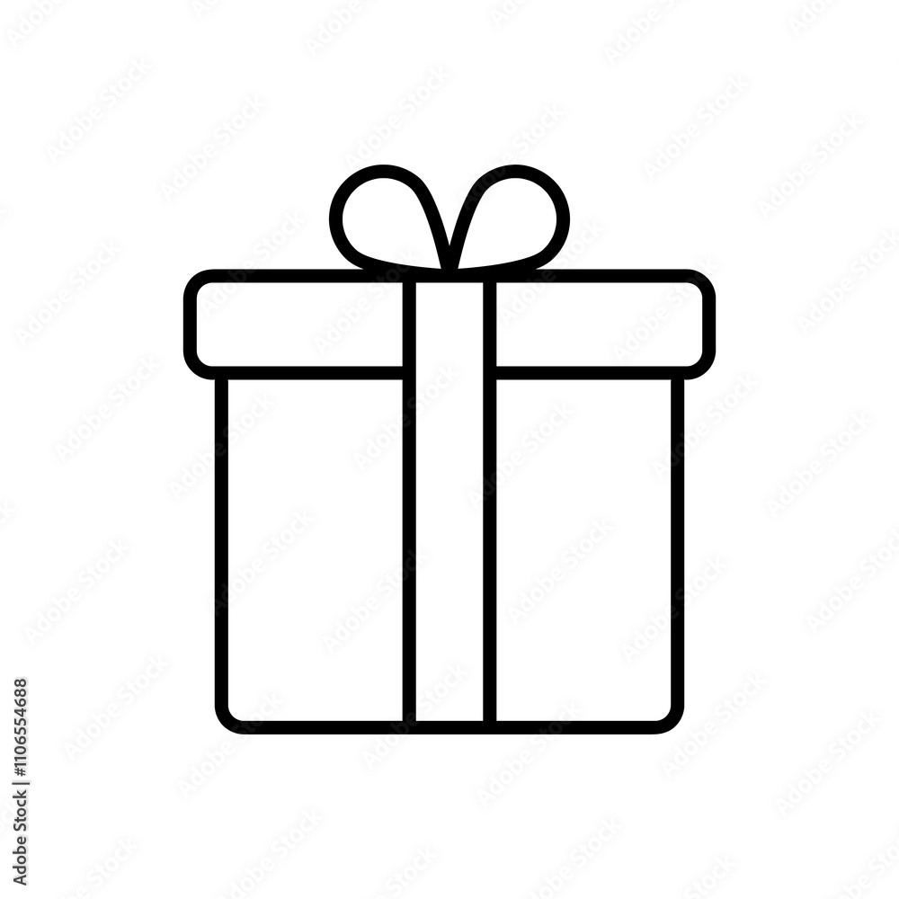 Poster gift box line icon. vector flat black simple linear illustration for web and app..eps