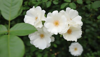 White rose garden, romance overflow, natural beauty with green leaves.