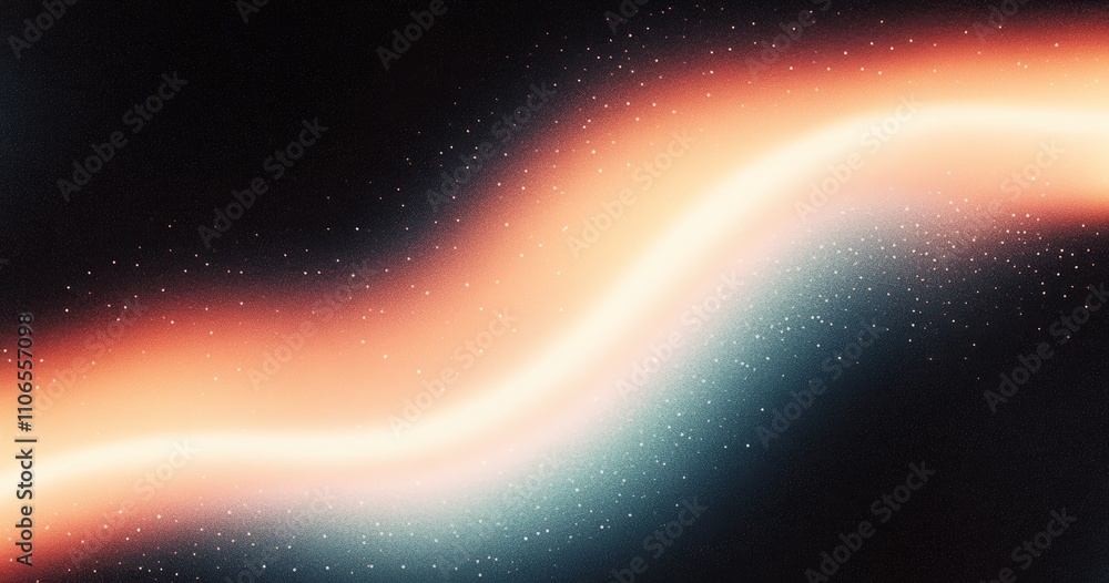 Poster abstract grainy texture background with warm orange and cool blue waves on dark backdrop