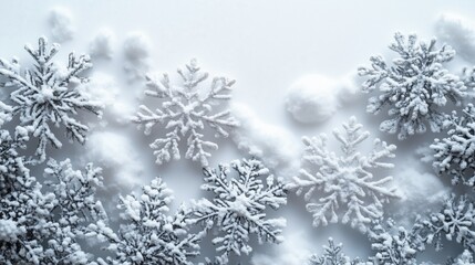 Delicate Beauty of Snowflakes in a Winter Landscape