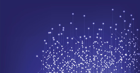 Circuit board electronics digital technology glow on a dark blue background.Futuristic connection technology.