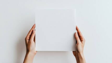 A person is holding a white piece of paper