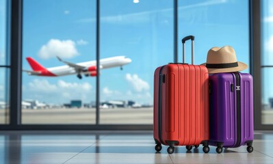 Airport Terminal Suitcases in Sunlight Travel Adventure