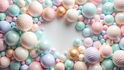 Pastel Spheres Frame a Blank Space for Your Design
