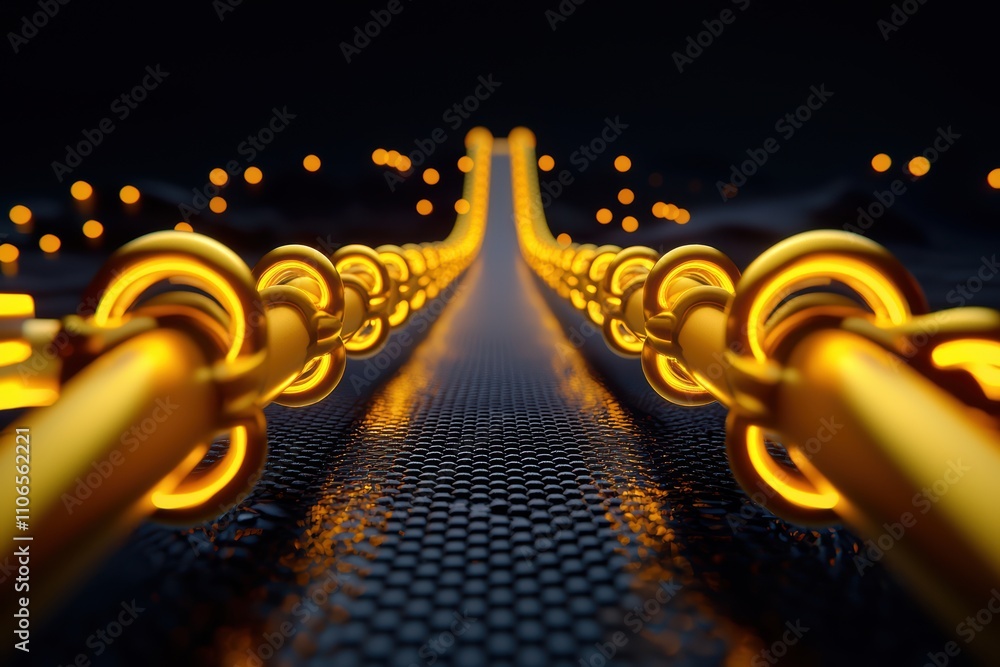 Poster a glowing chain stretches into darkness, creating a striking visual contrast with illuminated links 