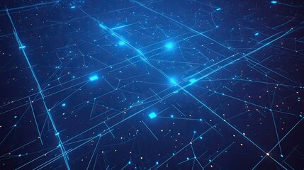 Abstract Digital Network Glowing Lines And Nodes