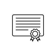 Diploma with medal and ribbon icon, vector simple linear illustration for web and app..eps