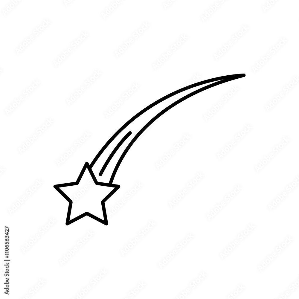 Poster falling star vector icon. vector simple flat black linear illustration for web and app..eps