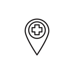 Medical Map Marker vector icon. Hospital location pin linear illustration for web and app..eps