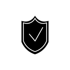 Shield with check mark, vector flat black simple trendy style illustration for web and app..eps