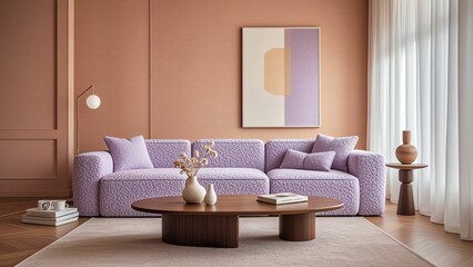 Elegant Minimalist Living Room Design Featuring Earthy Tones and Modern Furniture for Serenity and Style