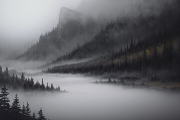 Fototapeta premium Painted - Foggy Environment Landscape - Nature