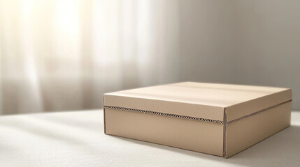 cardboard box sits on sunlit table, creating serene atmosphere