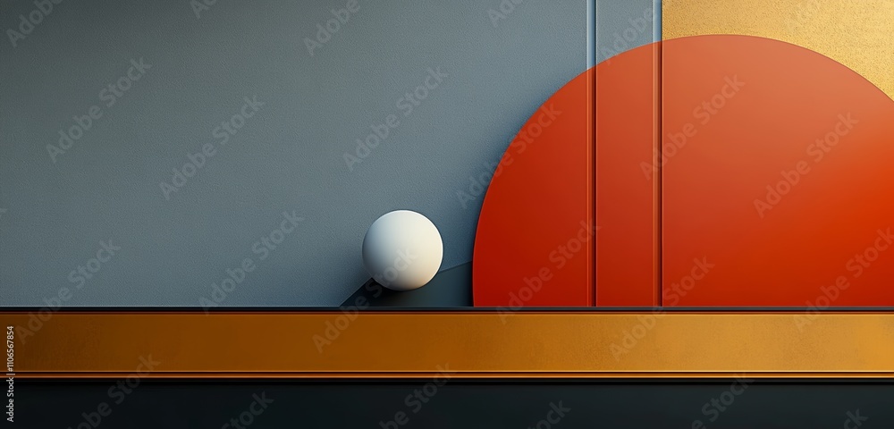 Aufkleber Minimalist Abstract Geometric Background with Red Circle and Spheres for Modern Business Presentation