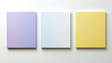 Three colorful blank canvases on white wall