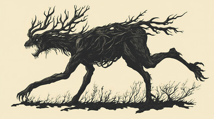 Wendigo a mythological creature. Mythic. Illustration