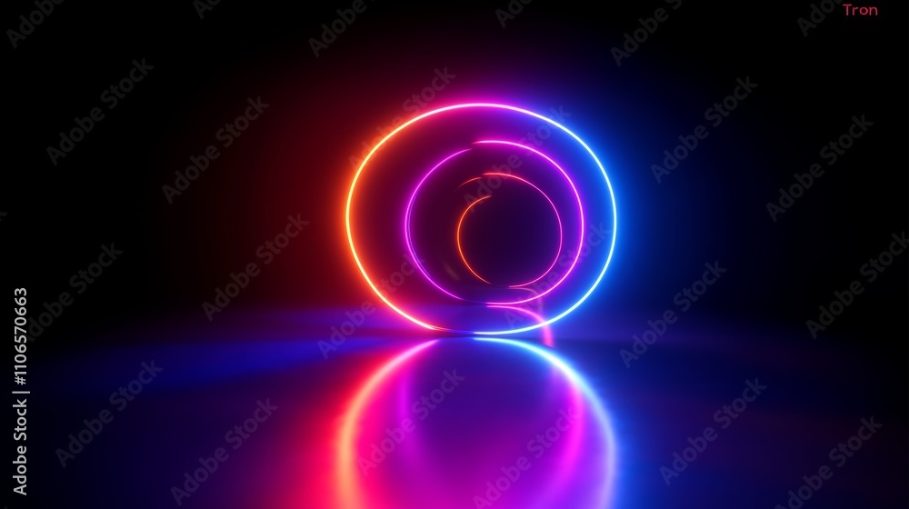Poster futuristic abstract neon background with glowing lines in pink blue and orange for minimalist cyberp
