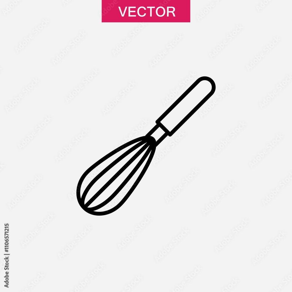 Poster kitchen wire whisk vector icon. simple flat black linear illustration for web and app..eps