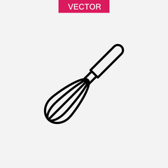 Kitchen wire whisk vector icon. simple flat black linear illustration for web and app..eps