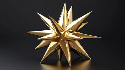 Obraz premium Golden Abstract Star Shaped Geometric Sculpture